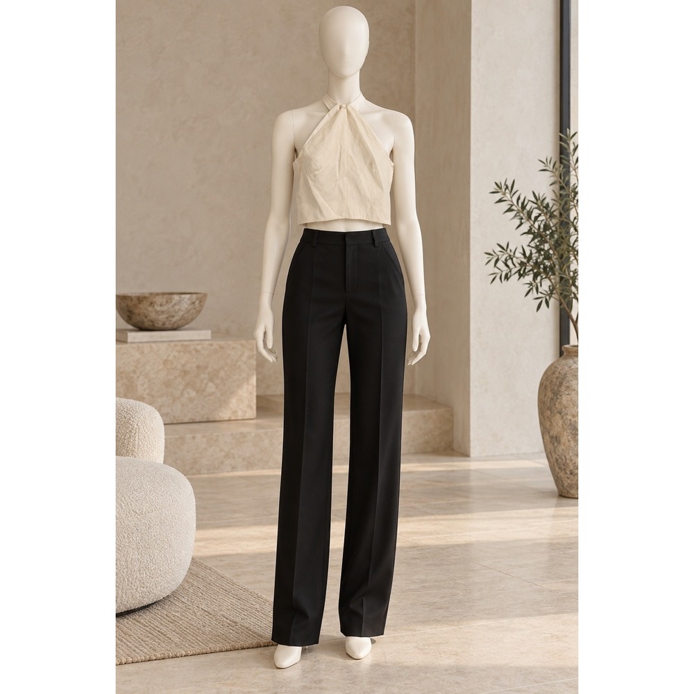 Tibi Womens Halter Top Cream Beaded Strap Cropped Sample Size Small